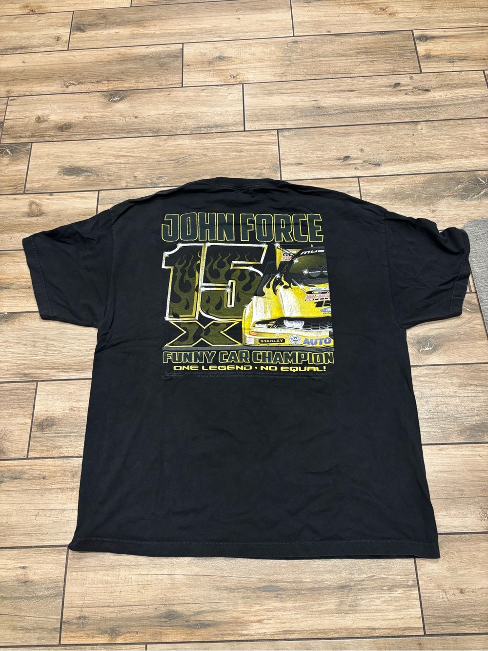Vintage Y2K John Force 15x Funny Car Champion Tee Size XXL Black